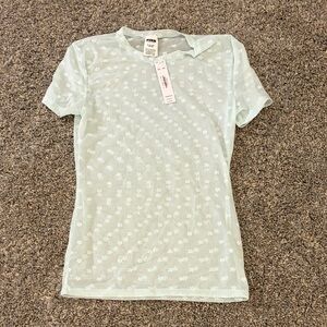 Victoria's Secret Sheer Light Blue Floral Short Sleeve